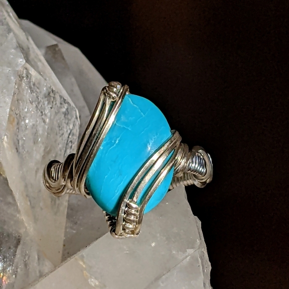 Artisan Sterling Silver Turquoise Ring Southwestern Statement Jewelry Sky Blue - Picture 9 of 15